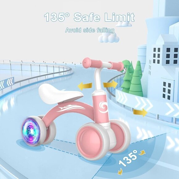 Colorful Lighting Baby Balance Bike Toys for 1 Year Old Girl Gifts, 10-36 Months - Picture 3 of 7